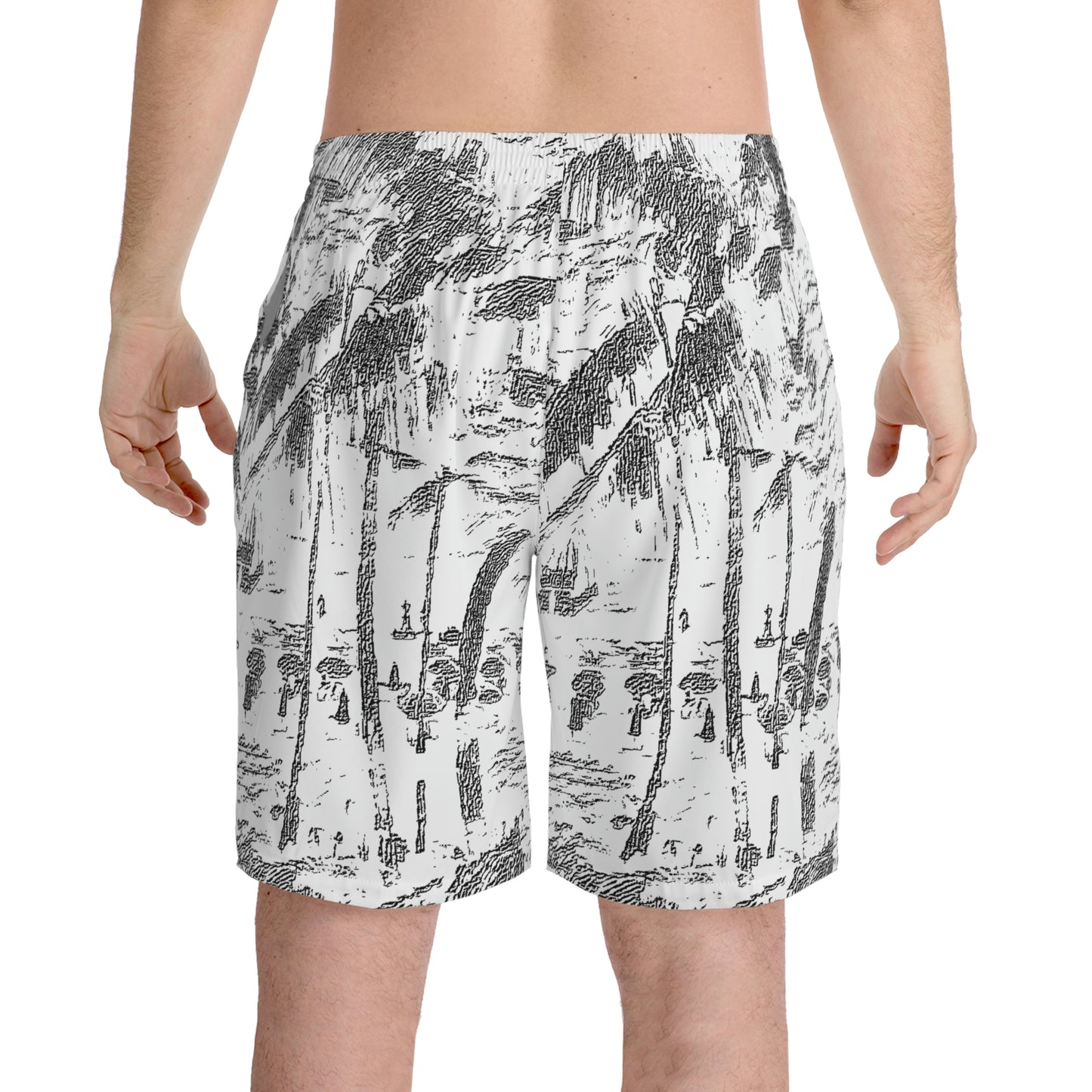 Men's Elastic Beach Shorts (AOP) ... "The Royal Hawai'ian: Waikiki Beach_Beach" ... Honolulu, HI ... October 2014 (Halloween) ... Original Works ...