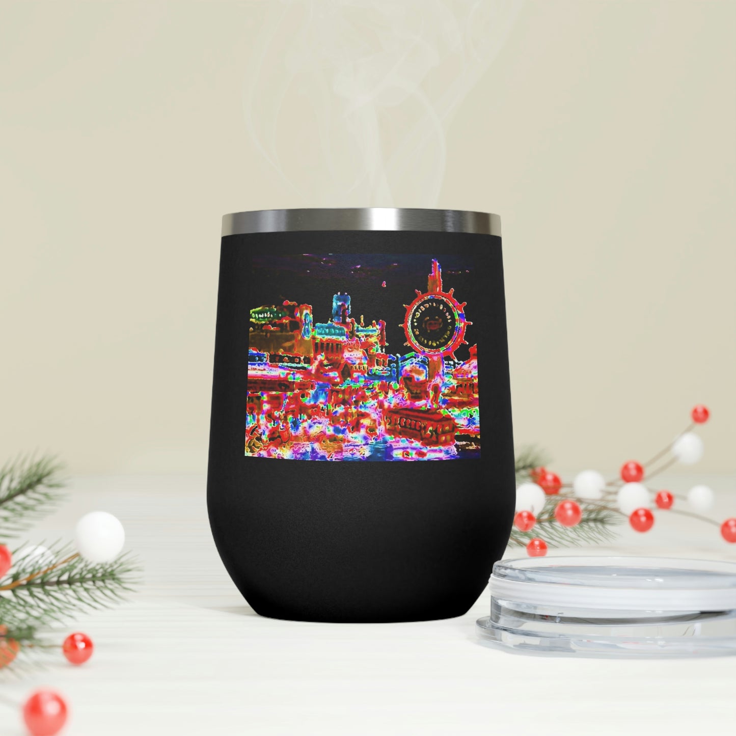 12oz Insulated Wine Tumbler ... "No.9 Fishermen's Grotto - Fishermen's Wharf, SF, California" ... Family Archives: 1970's ... Original Works ...