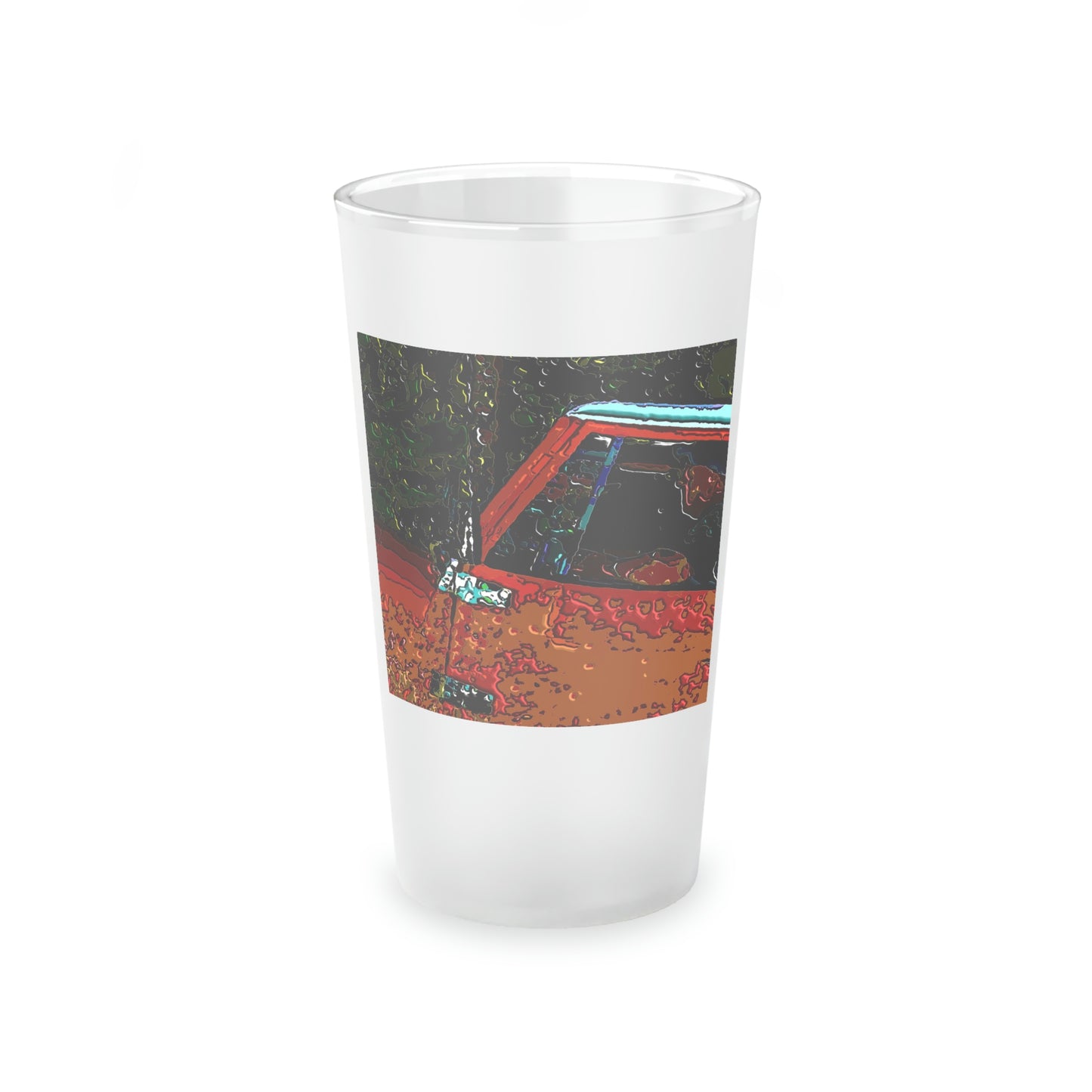 Frosted Pint Glass, 16oz ... How-To-Drive-Idaho's-Mountain_Roads ... "Like A Professional" ... "Truckin' Like The Doo-Dah-Man" ...