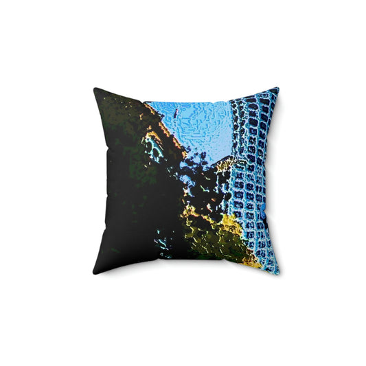 Spun Polyester Square Pillow ...  Pioneer Square & Smith Tower ... 'That World Famous View' ... Colleague Supplied Photo ... Original Works ...