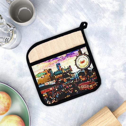 Pot Holder with Pocket ...  "No.9 Fishermen's Grotto - Fishermen's Wharf, SF, California" ... Family Archives: 1970's ... Original Works ...