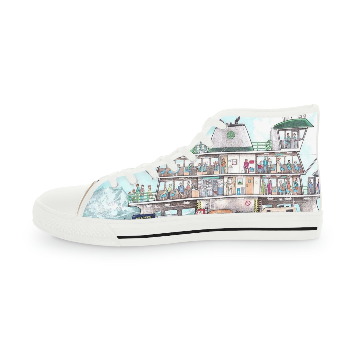 Men's High Top Sneakers ... WADOT ... Washington State Ferries ... 'And-A-Classic Of Old' ...