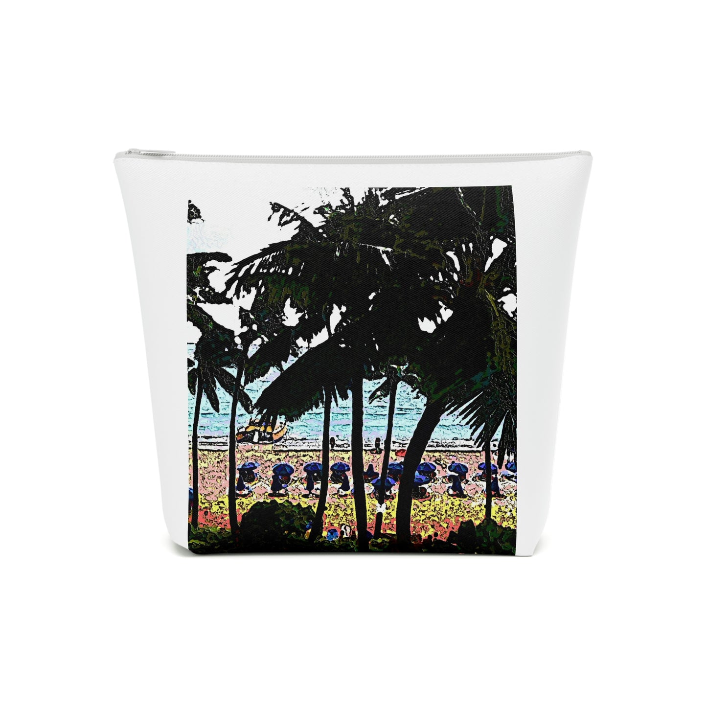 Cotton Cosmetic Bag ... "A Beautiful Beach Amongst The Palms" ... The Outrigger Waikiki, Honolulu, Oahu ... Original Works ...